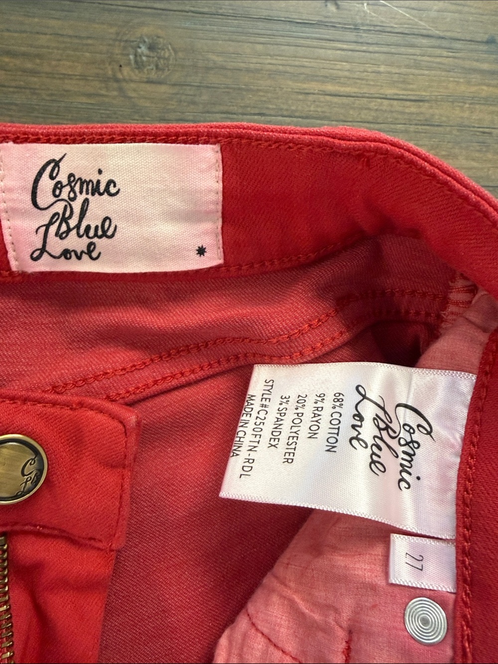 Cosmic Blue Love High-Rise Red Women's Jeans